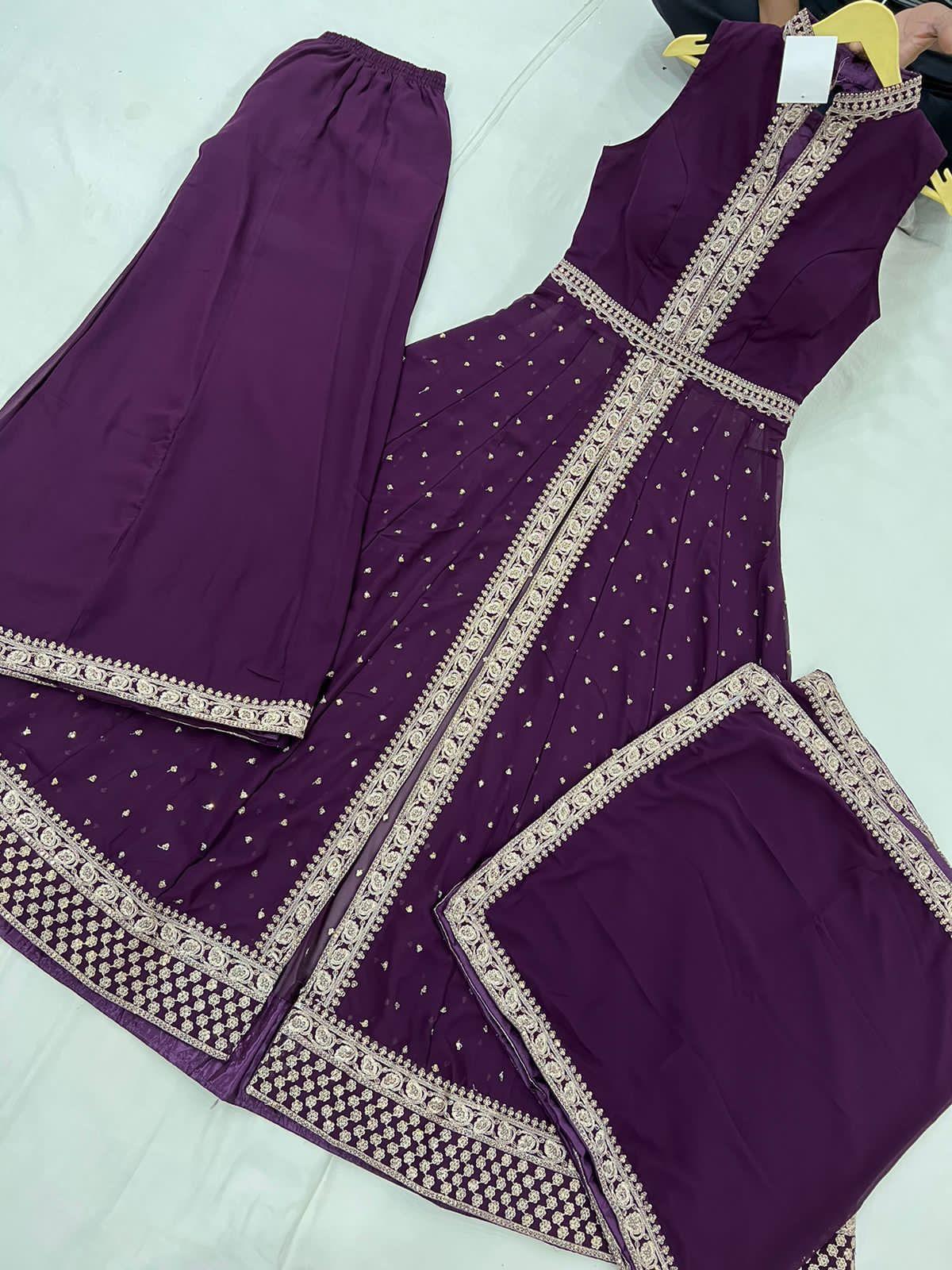 Beautiful designer anarkali suit with plazo